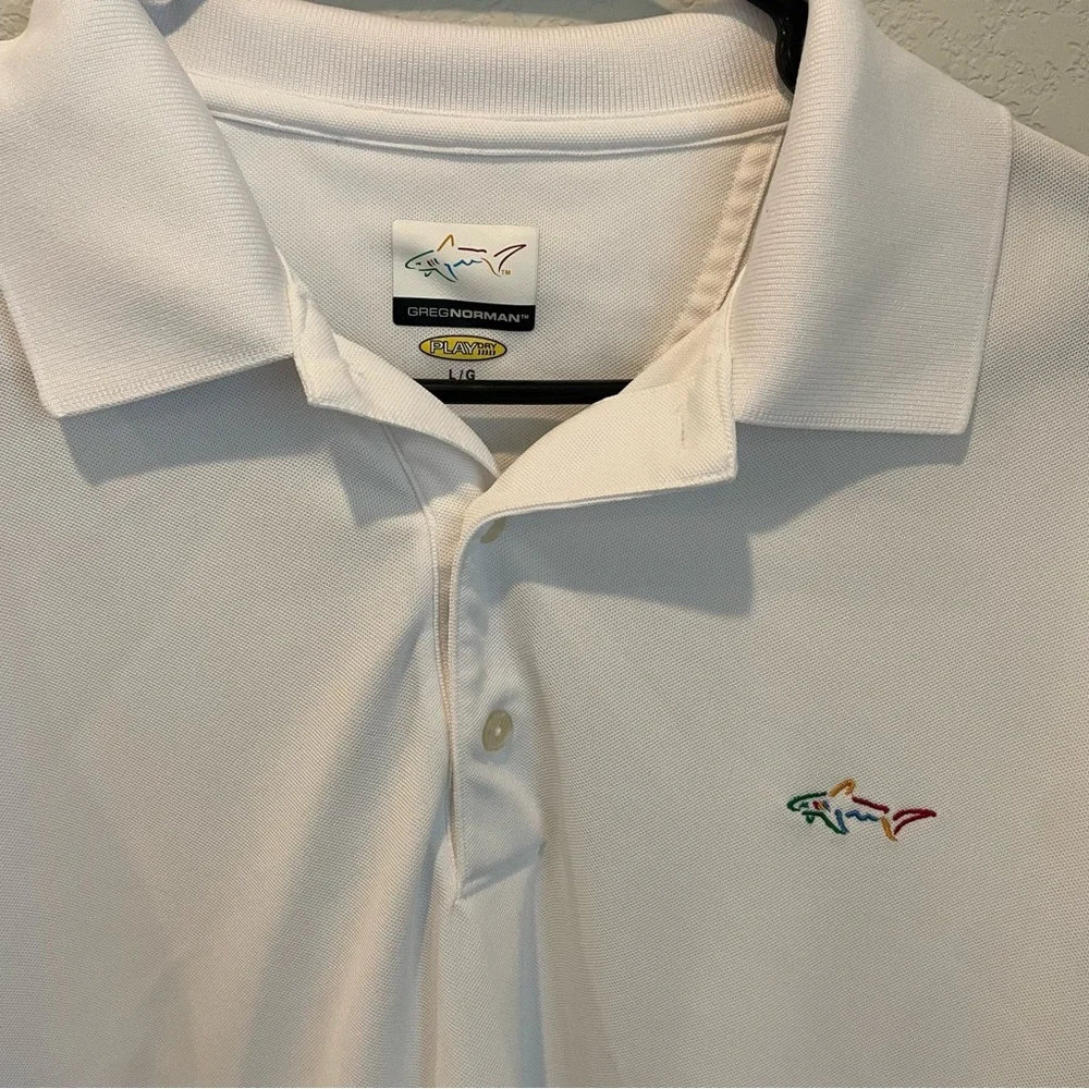 Greg Norman Collection Golf White Long Sleeve Polo Shirt Men’s Size Large - Picture 2 of 6